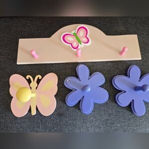 4 piece of wood flowers and butterfly wall decor perfect for nursery or play are